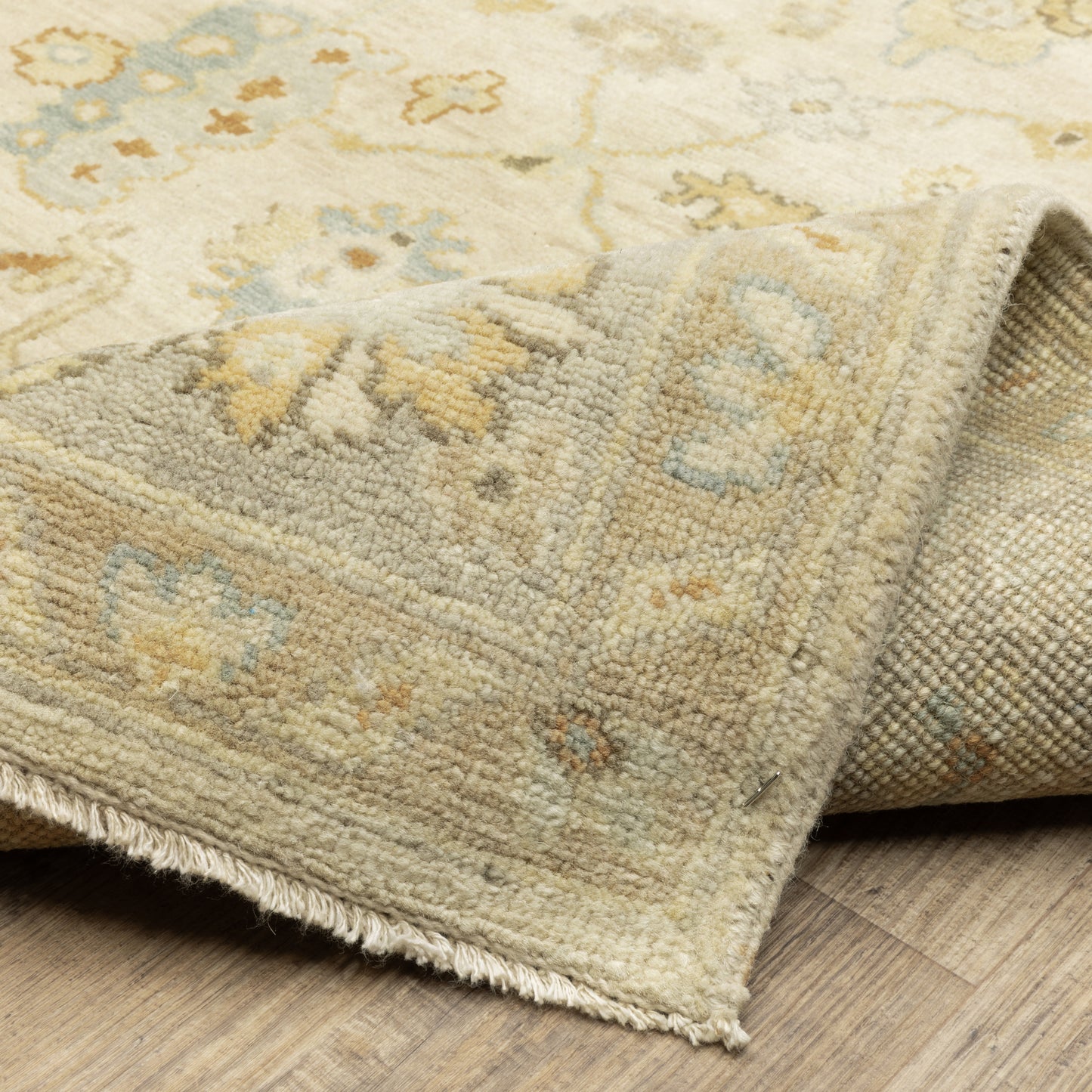 Palace Oriental Beige/ Grey Cut Pile Rug