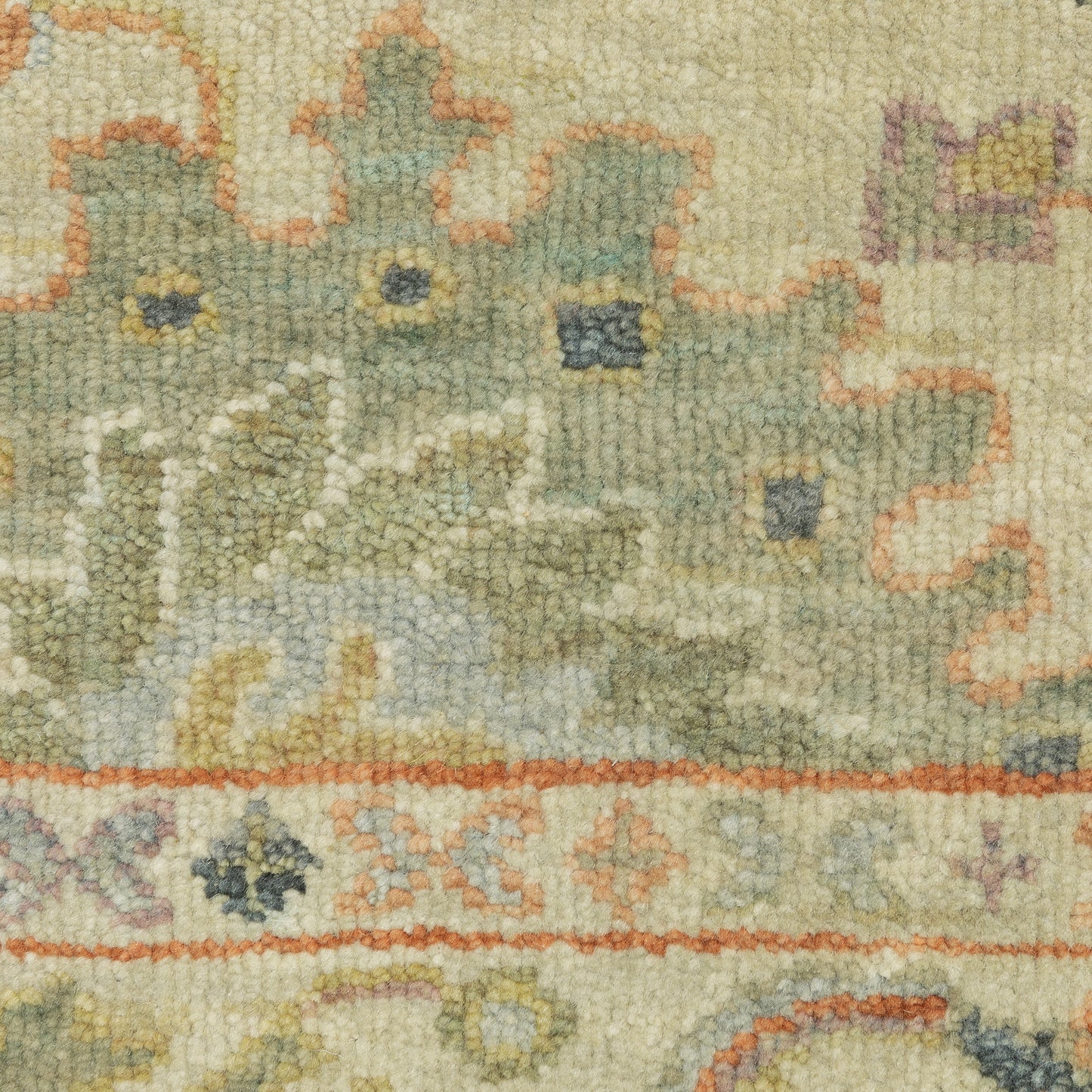 Palace Floral Beige/ Green Oriental Cut Pile Rug
