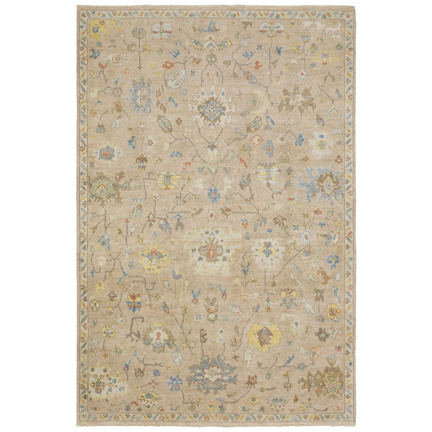 Palace Oriental Beige/ Multi Cut Pile Rug