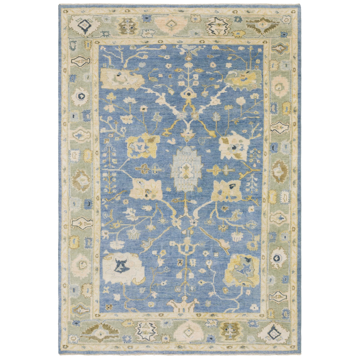 Palace Oriental Blue/ Green Cut Pile Rug