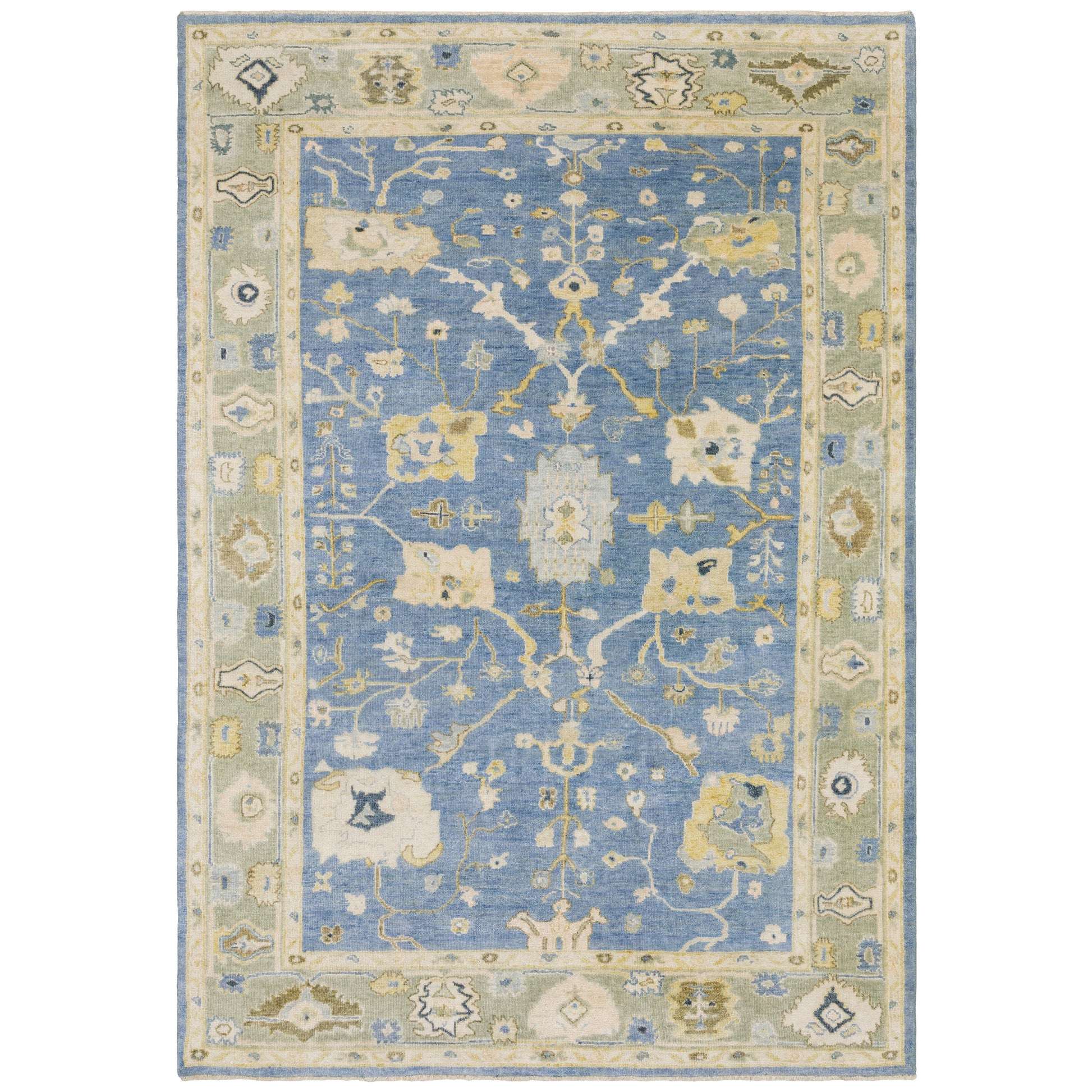 Palace Oriental Blue/ Green Cut Pile Rug