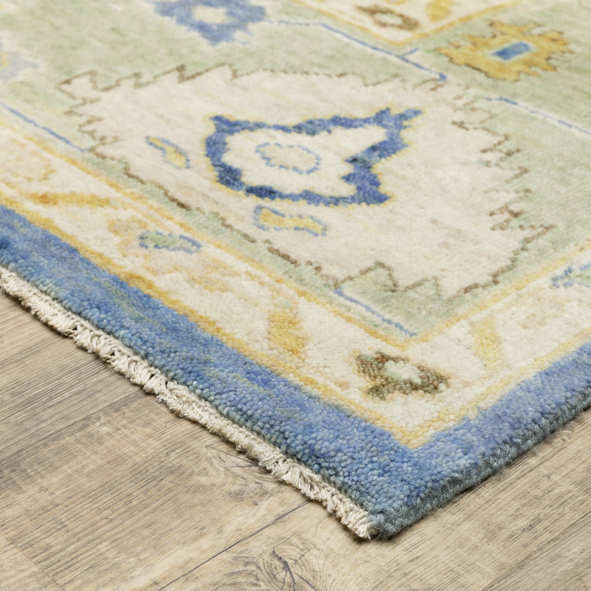 Palace Oriental Blue/ Green Cut Pile Rug