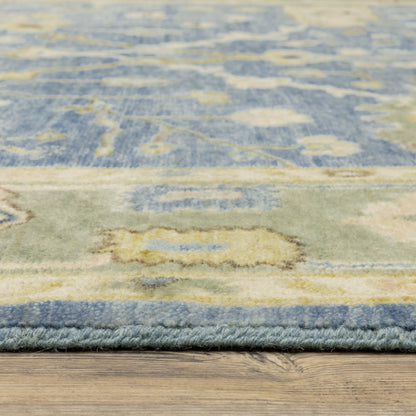 Palace Oriental Blue/ Green Cut Pile Rug