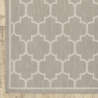 Portofino Outdoor Grey/ Ivory Trefoil Flat Weave Rug