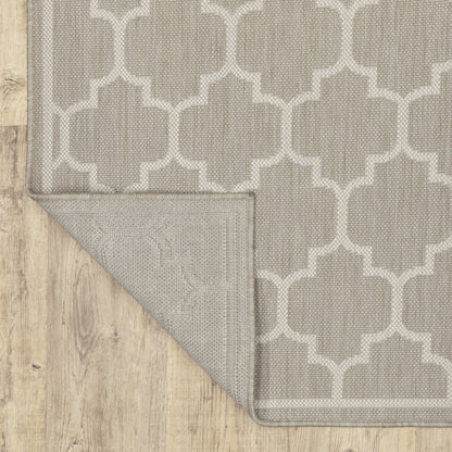 Portofino Outdoor Grey/ Ivory Trefoil Flat Weave Rug