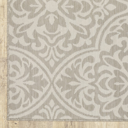 Portofino Outdoor Grey/ Ivory Floral Flat Weave Rug
