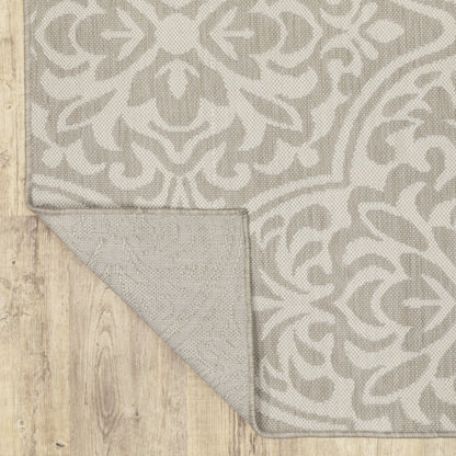 Portofino Outdoor Grey/ Ivory Floral Flat Weave Rug