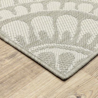 Portofino Circles Grey/ Ivory Outdoor Flat Weave Rug