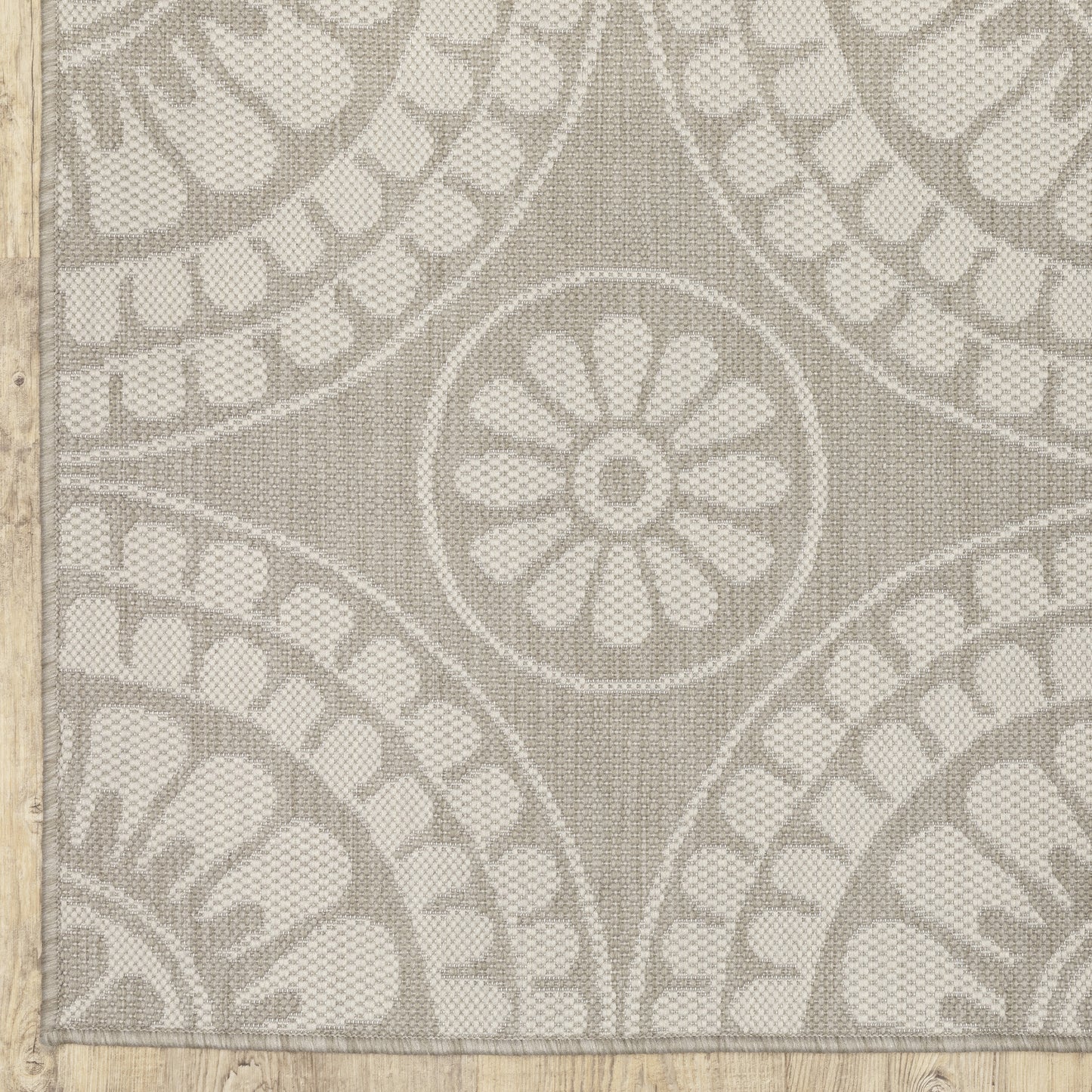 Portofino Circles Grey/ Ivory Outdoor Flat Weave Rug