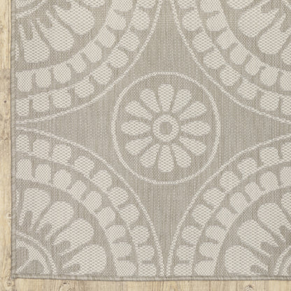 Portofino Circles Grey/ Ivory Outdoor Flat Weave Rug