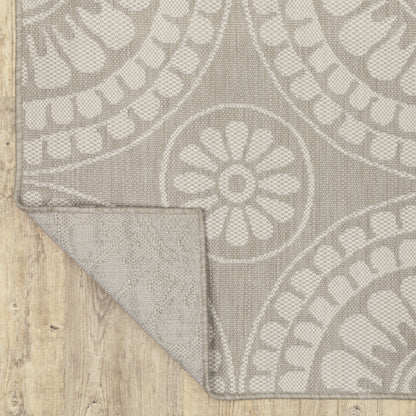 Portofino Circles Grey/ Ivory Outdoor Flat Weave Rug