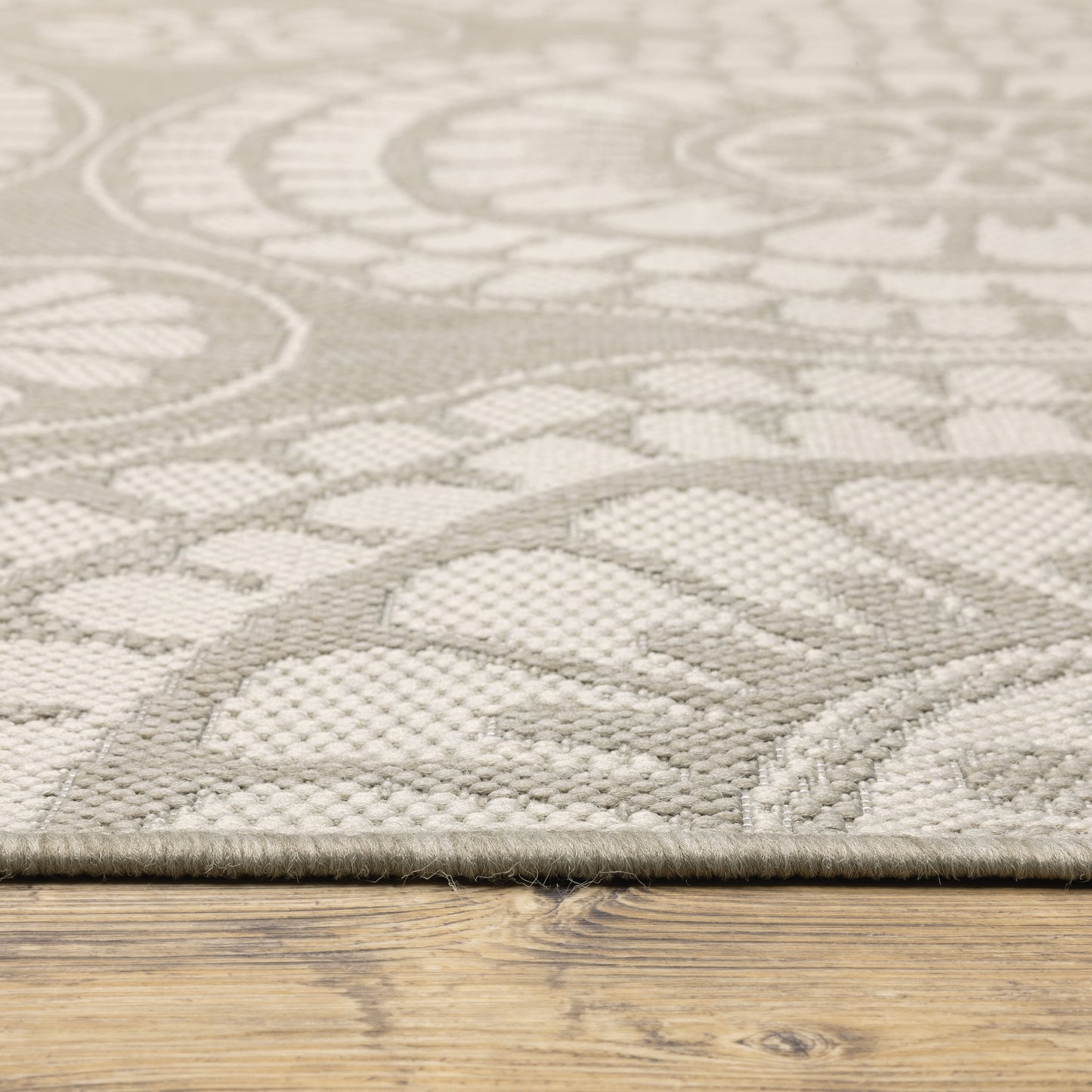 Portofino Circles Grey/ Ivory Outdoor Flat Weave Rug