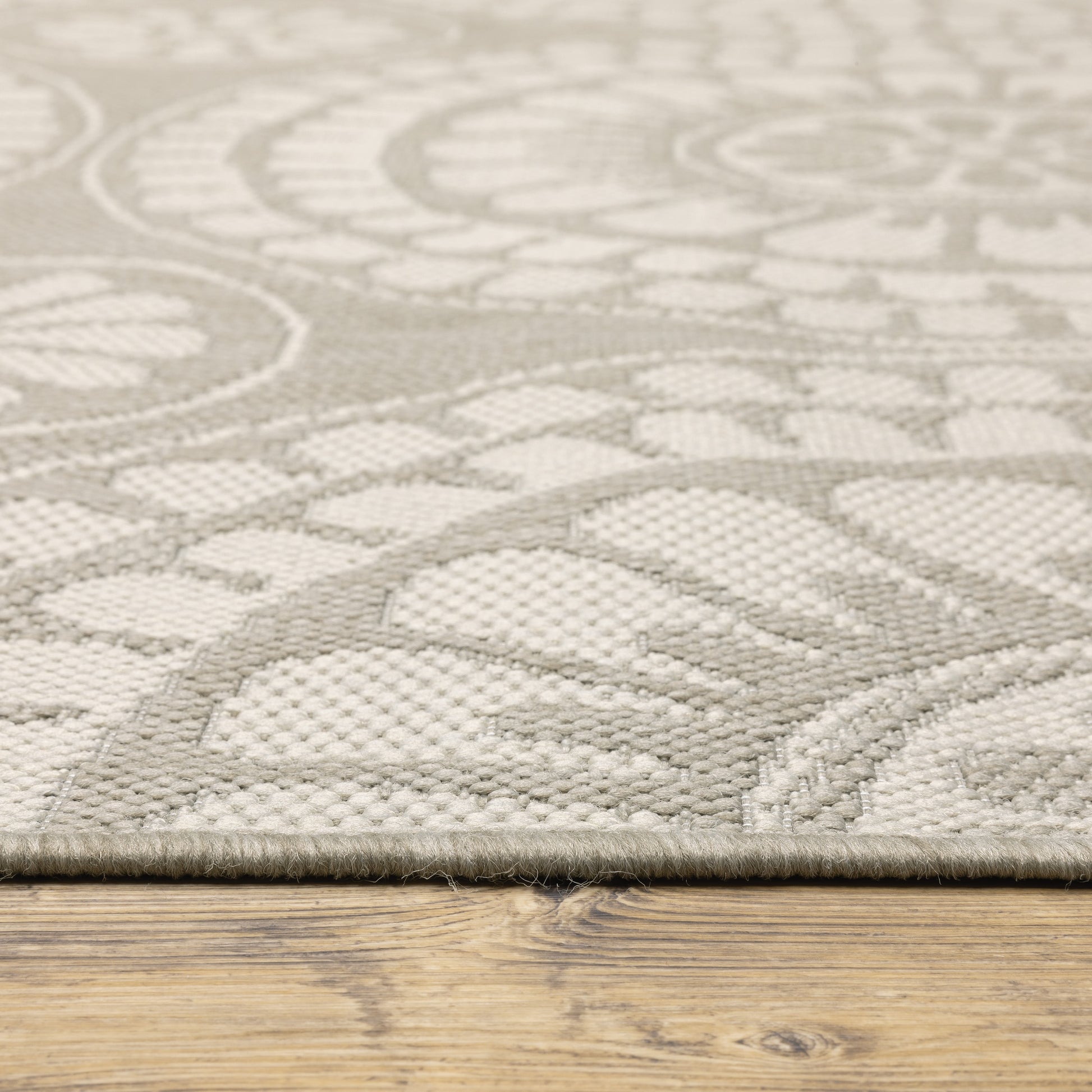 Portofino Circles Grey/ Ivory Outdoor Flat Weave Rug