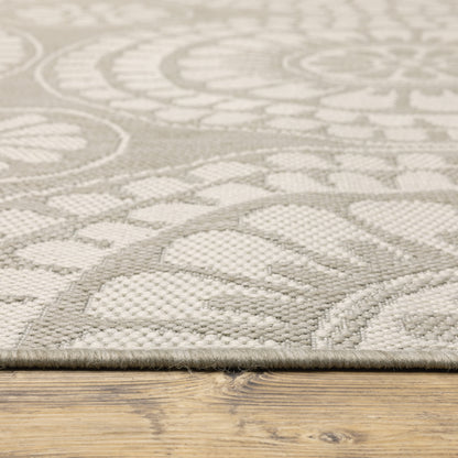 Portofino Circles Grey/ Ivory Outdoor Flat Weave Rug