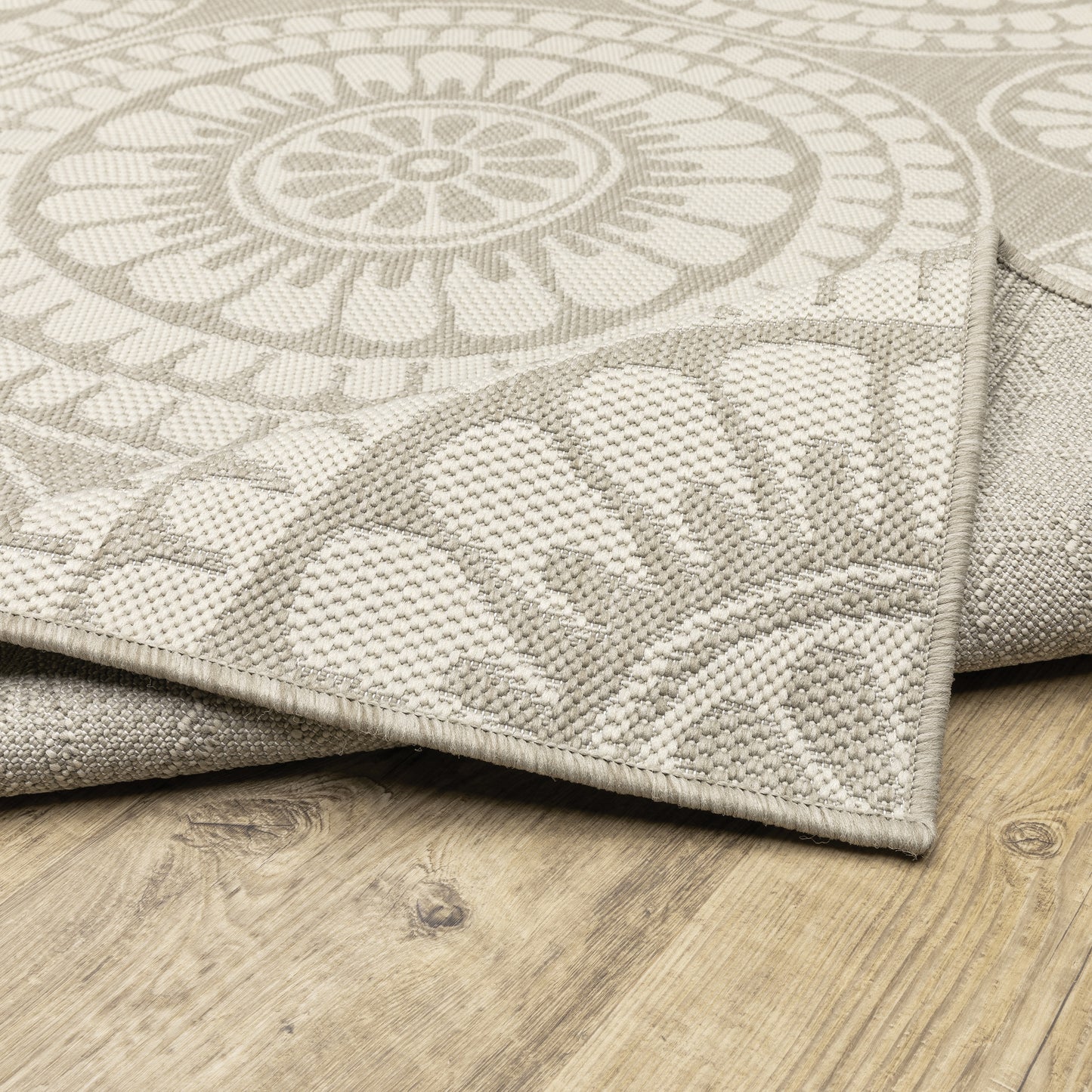 Portofino Circles Grey/ Ivory Outdoor Flat Weave Rug