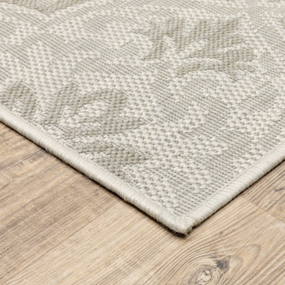 Portofino Outdoor Ivory/ Grey Floral Flat Weave Rug