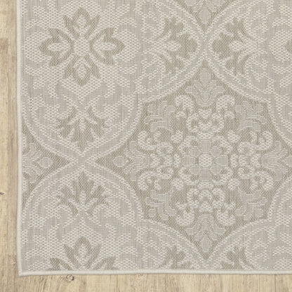 Portofino Outdoor Ivory/ Grey Floral Flat Weave Rug