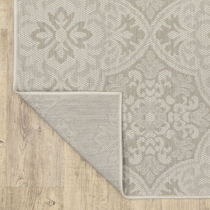 Portofino Outdoor Ivory/ Grey Floral Flat Weave Rug