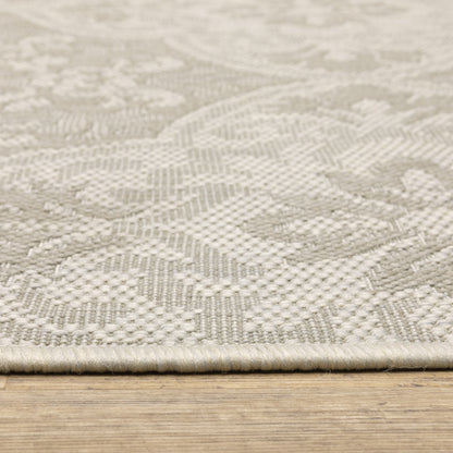 Portofino Outdoor Ivory/ Grey Floral Flat Weave Rug