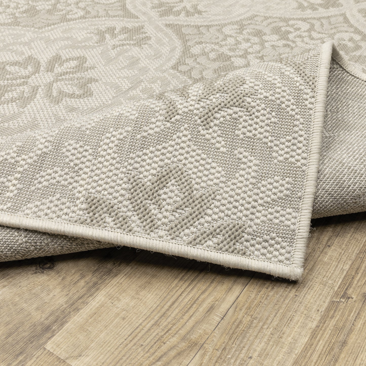 Portofino Outdoor Ivory/ Grey Floral Flat Weave Rug