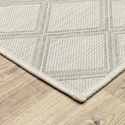 Portofino Outdoor Ivory/ Grey Lattice Flat Weave Rug
