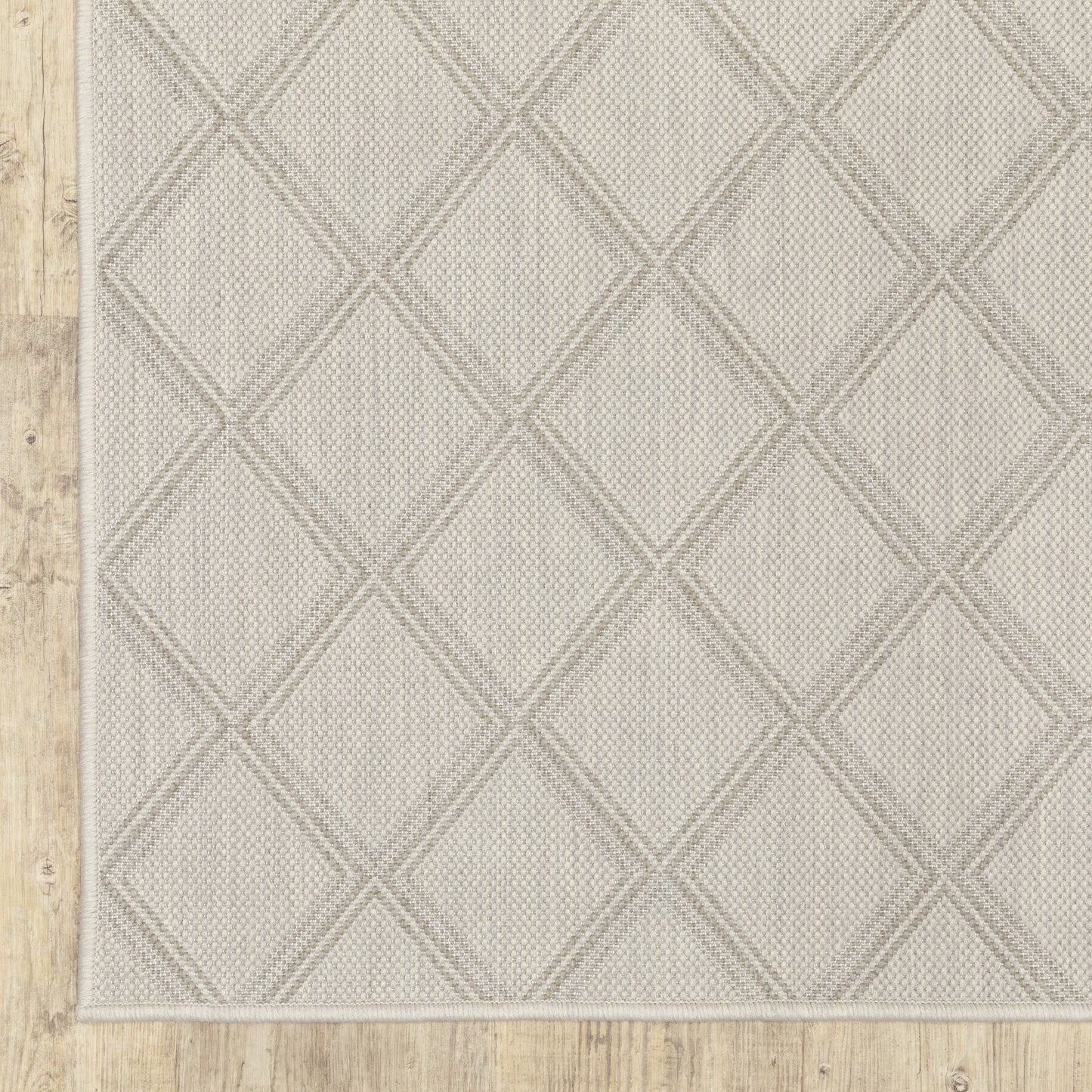 Portofino Outdoor Ivory/ Grey Lattice Flat Weave Rug