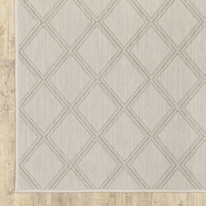 Portofino Outdoor Ivory/ Grey Lattice Flat Weave Rug