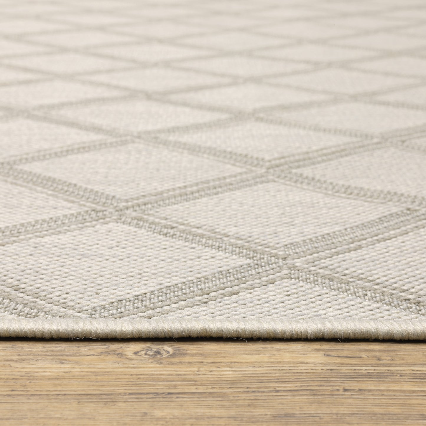 Portofino Outdoor Ivory/ Grey Lattice Flat Weave Rug