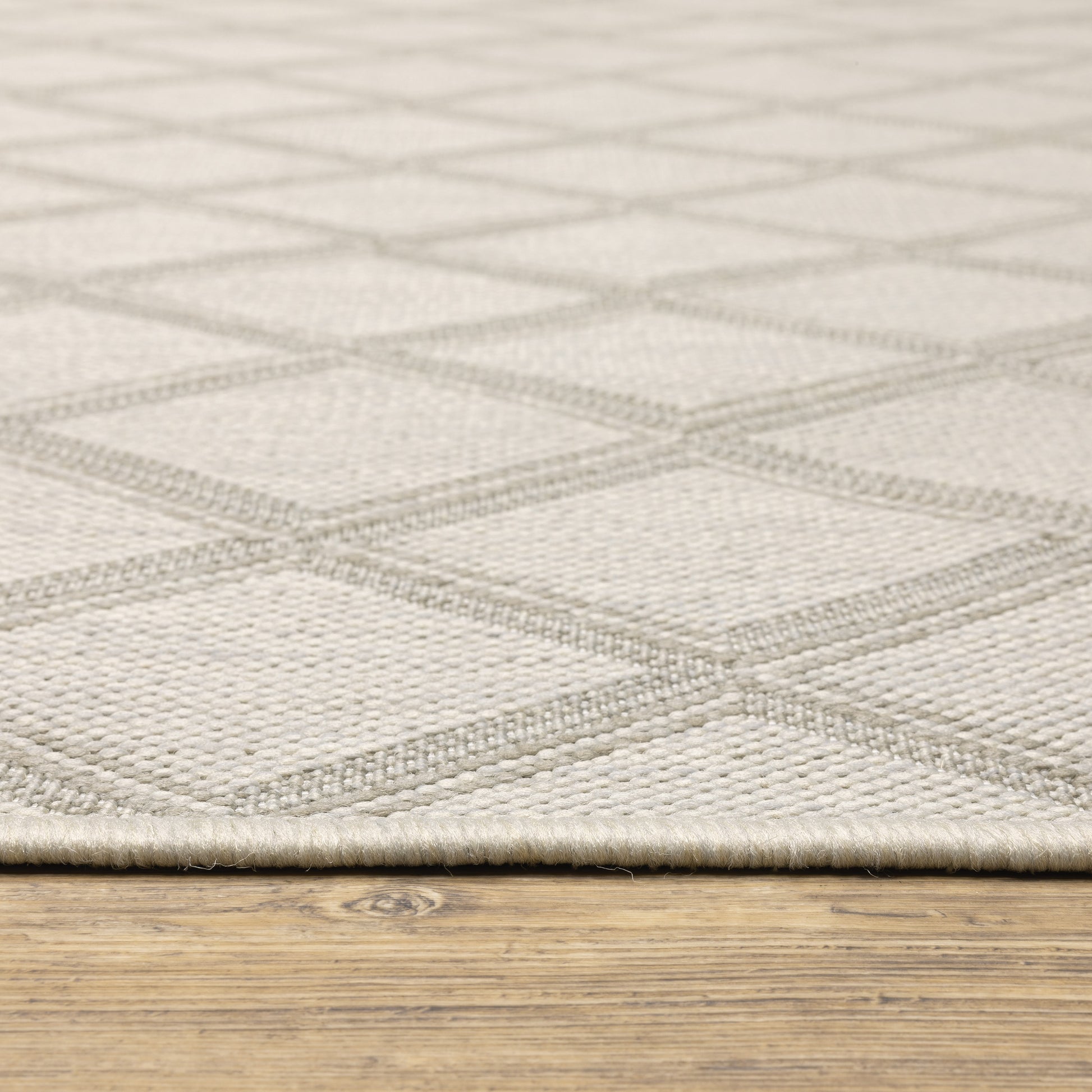 Portofino Outdoor Ivory/ Grey Lattice Flat Weave Rug