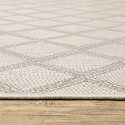 Portofino Outdoor Ivory/ Grey Lattice Flat Weave Rug