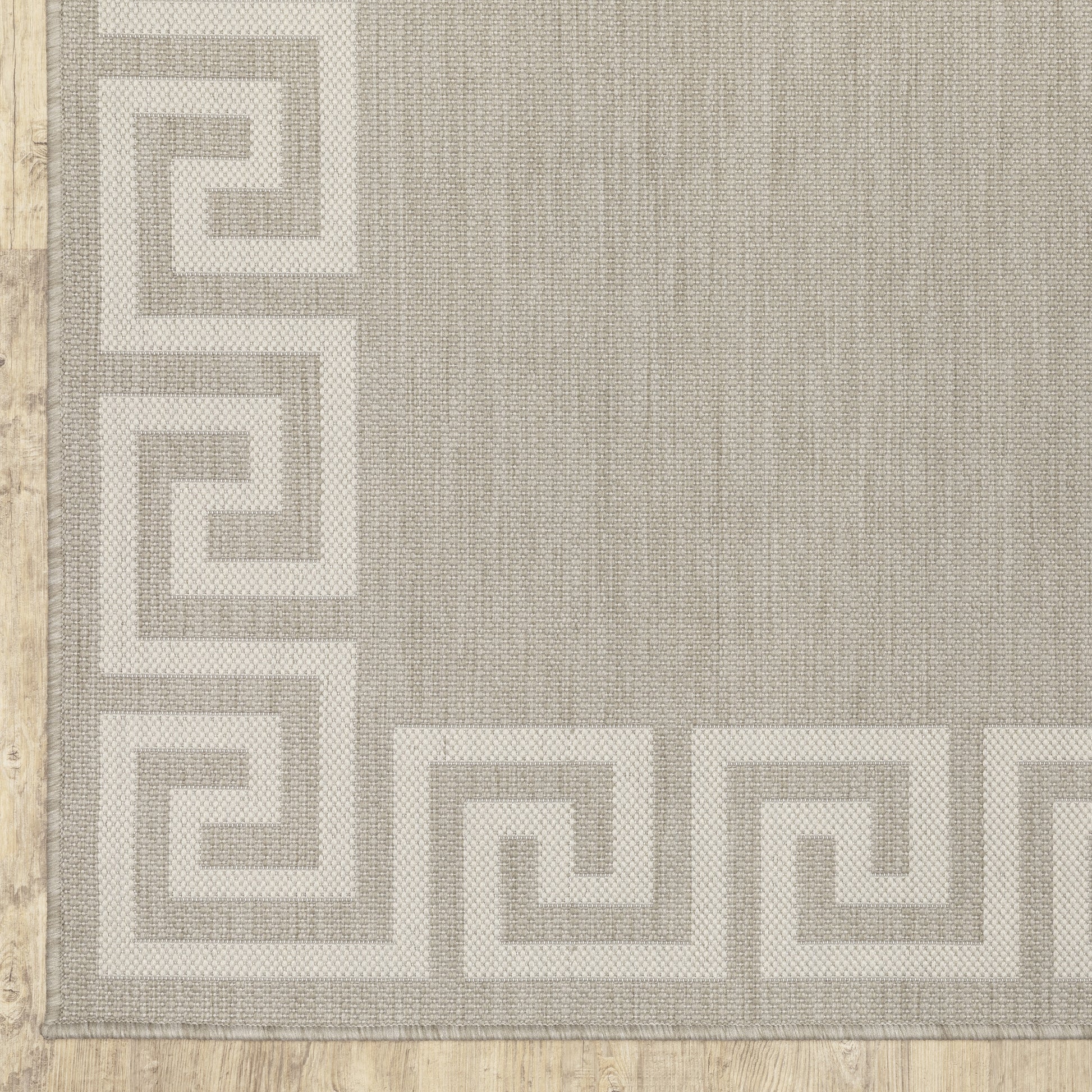 Portofino Outdoor Grey/ Ivory Border Flat Weave Rug