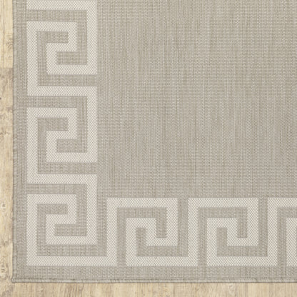 Portofino Outdoor Grey/ Ivory Border Flat Weave Rug