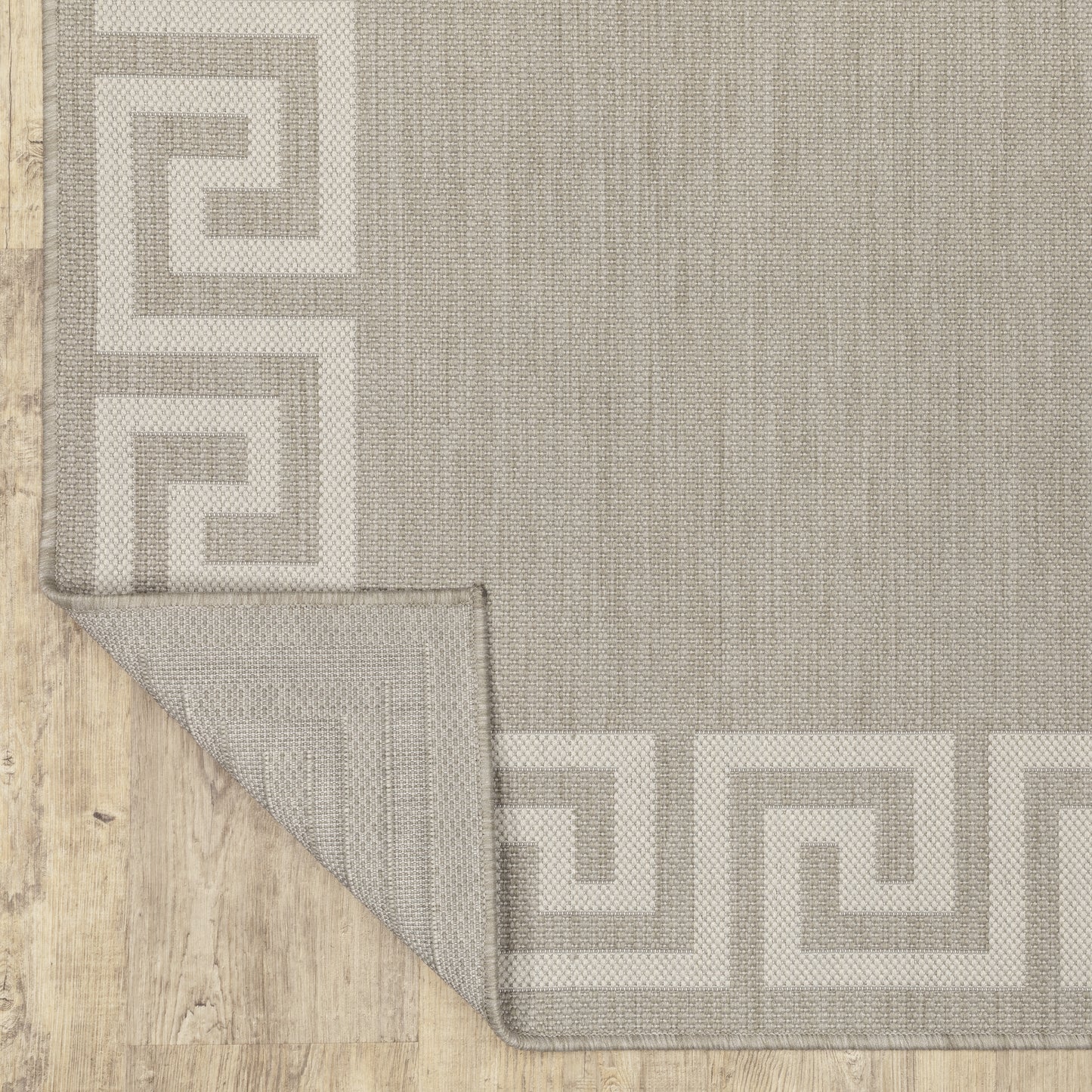 Portofino Outdoor Grey/ Ivory Border Flat Weave Rug