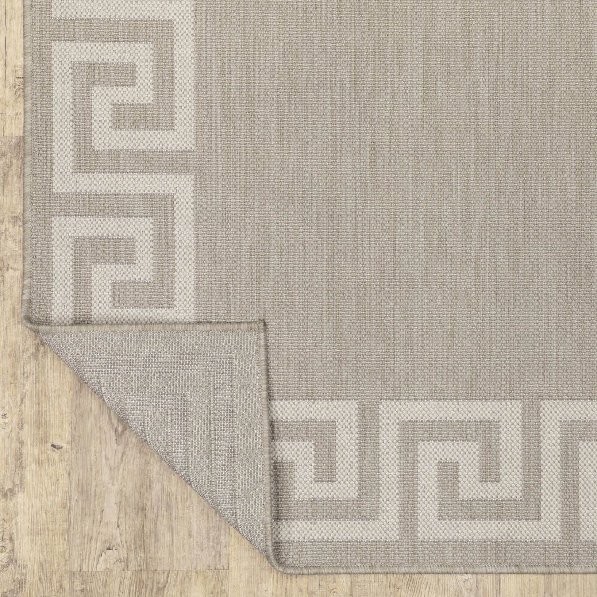 Portofino Outdoor Grey/ Ivory Border Flat Weave Rug