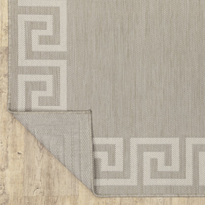 Portofino Outdoor Grey/ Ivory Border Flat Weave Rug