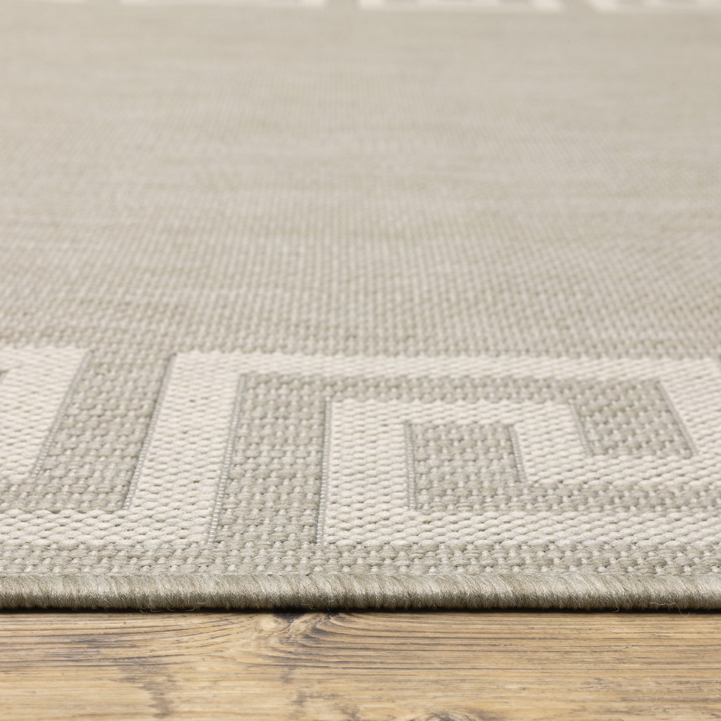 Portofino Outdoor Grey/ Ivory Border Flat Weave Rug