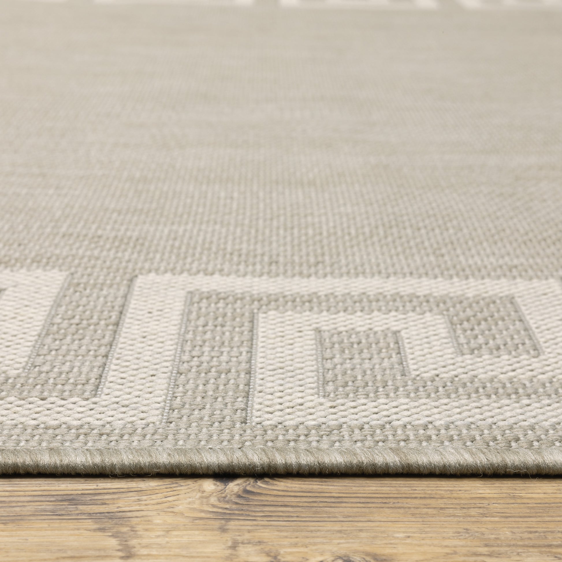 Portofino Outdoor Grey/ Ivory Border Flat Weave Rug