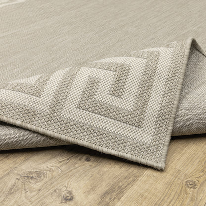 Portofino Outdoor Grey/ Ivory Border Flat Weave Rug