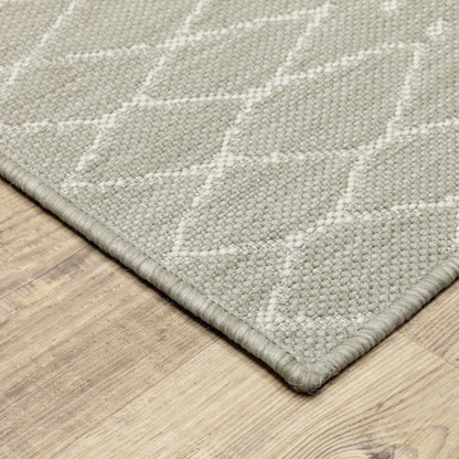 Portofino Outdoor Grey/ Ivory Geometric Flat Weave Rug