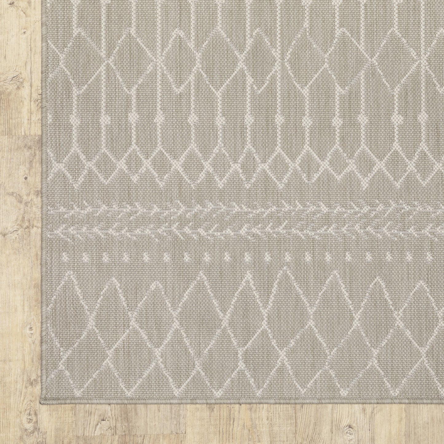 Portofino Outdoor Grey/ Ivory Geometric Flat Weave Rug