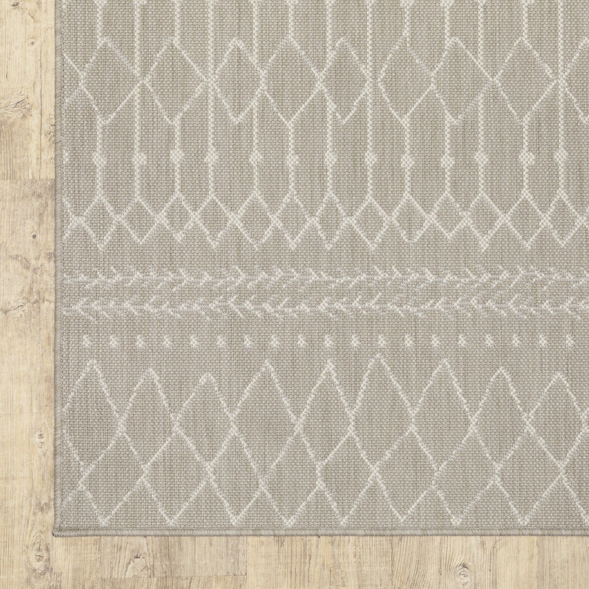 Portofino Outdoor Grey/ Ivory Geometric Flat Weave Rug