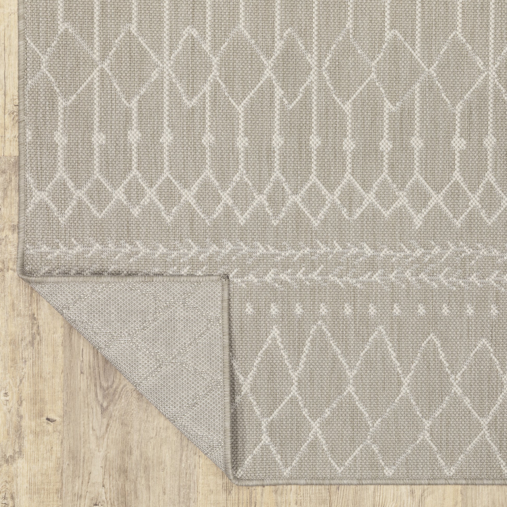Portofino Outdoor Grey/ Ivory Geometric Flat Weave Rug
