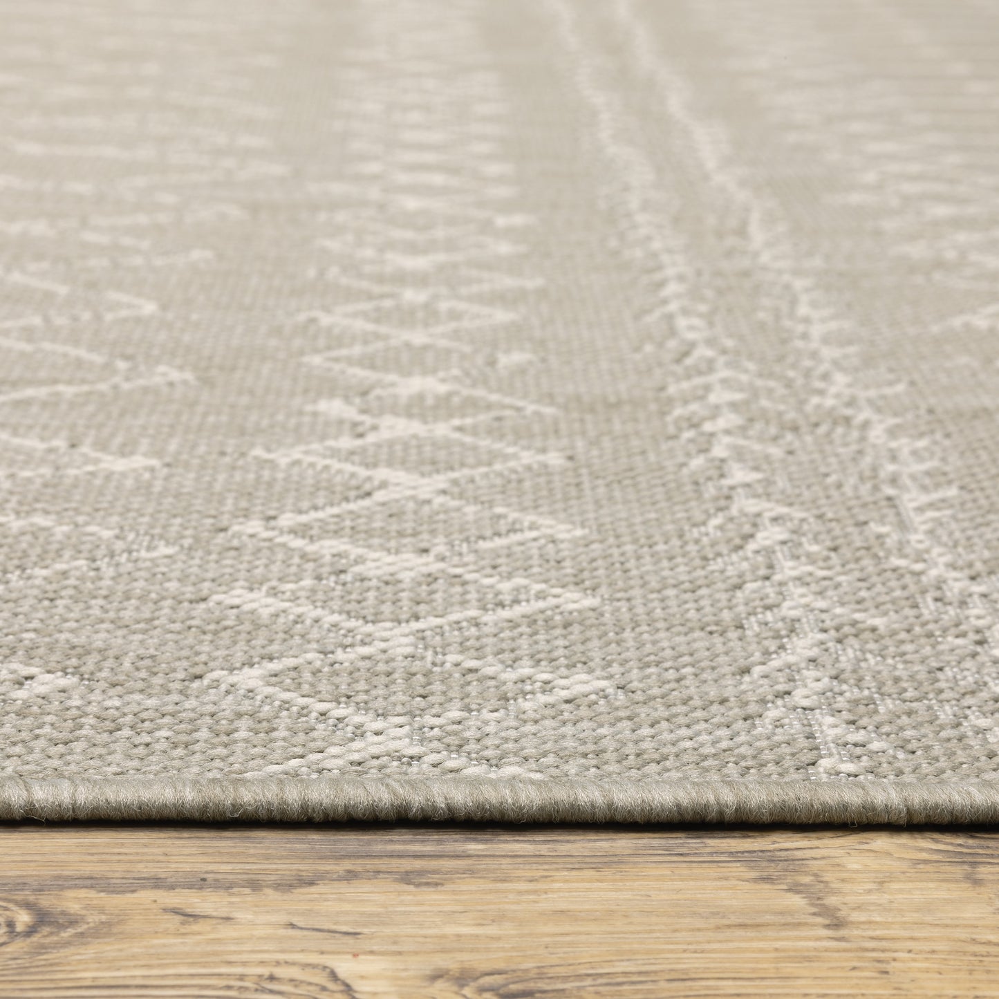 Portofino Outdoor Grey/ Ivory Geometric Flat Weave Rug