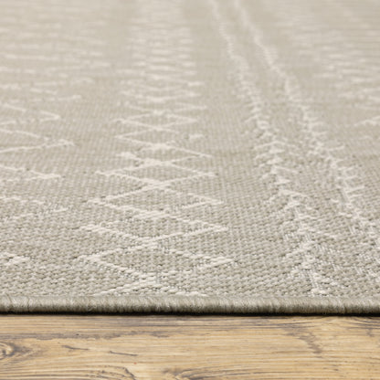 Portofino Outdoor Grey/ Ivory Geometric Flat Weave Rug