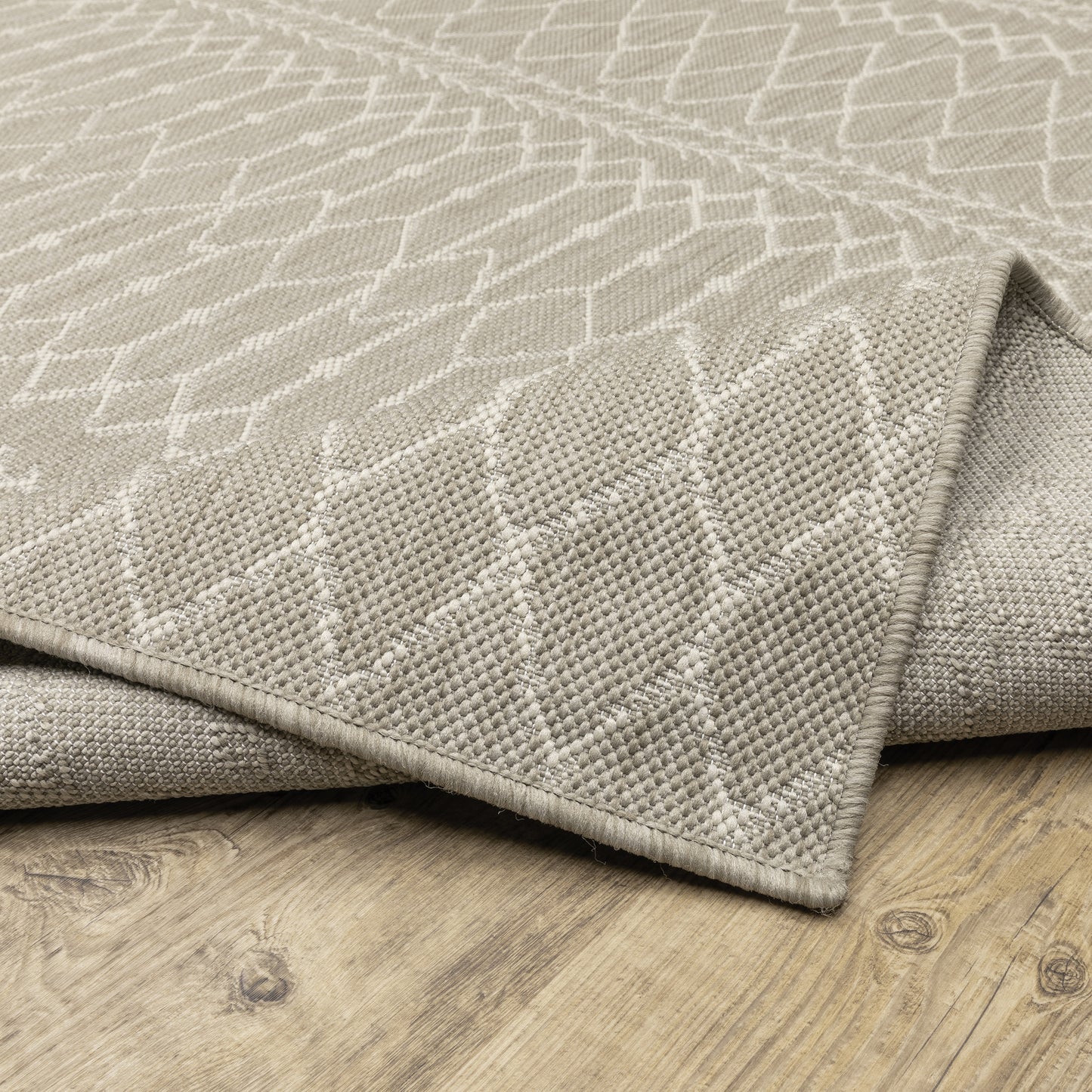Portofino Outdoor Grey/ Ivory Geometric Flat Weave Rug