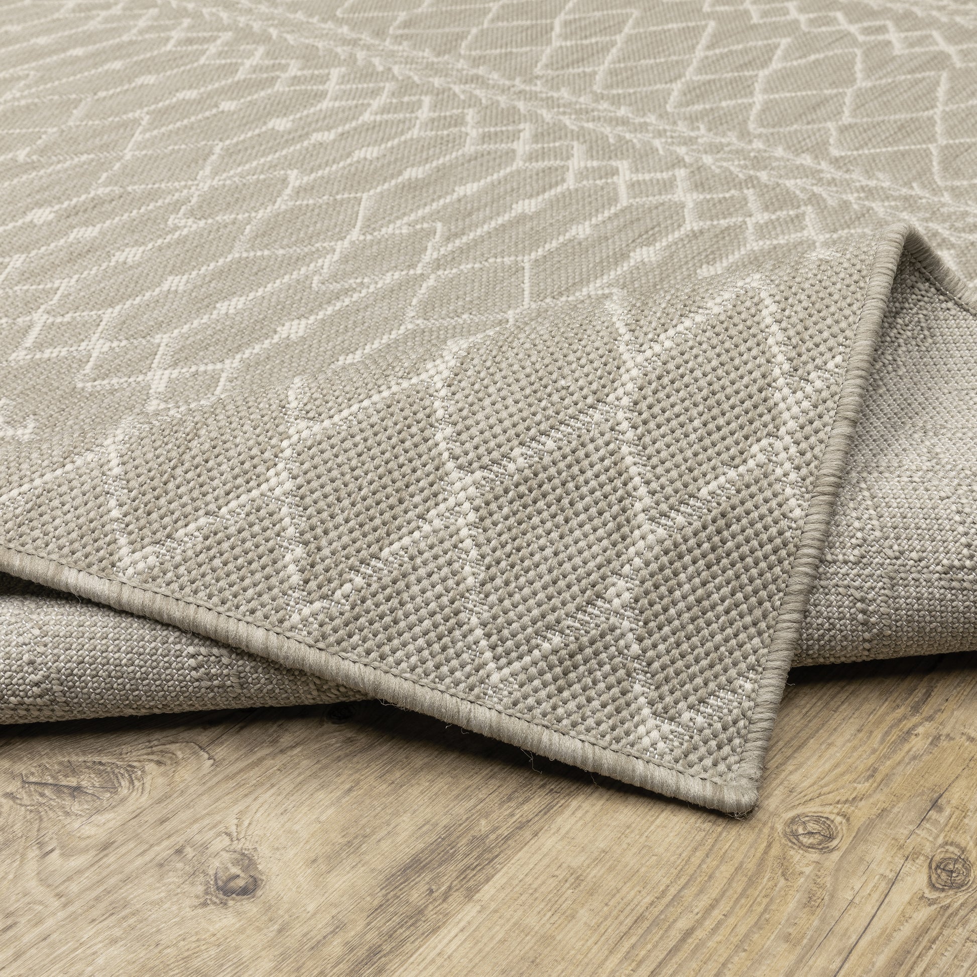 Portofino Outdoor Grey/ Ivory Geometric Flat Weave Rug