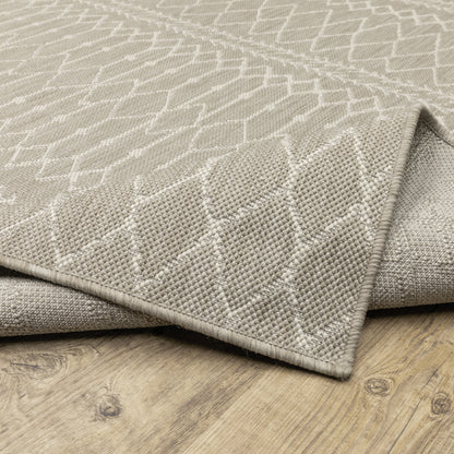 Portofino Outdoor Grey/ Ivory Geometric Flat Weave Rug