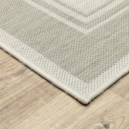 Portofino Outdoor Ivory/ Grey Border Flat Weave Rug