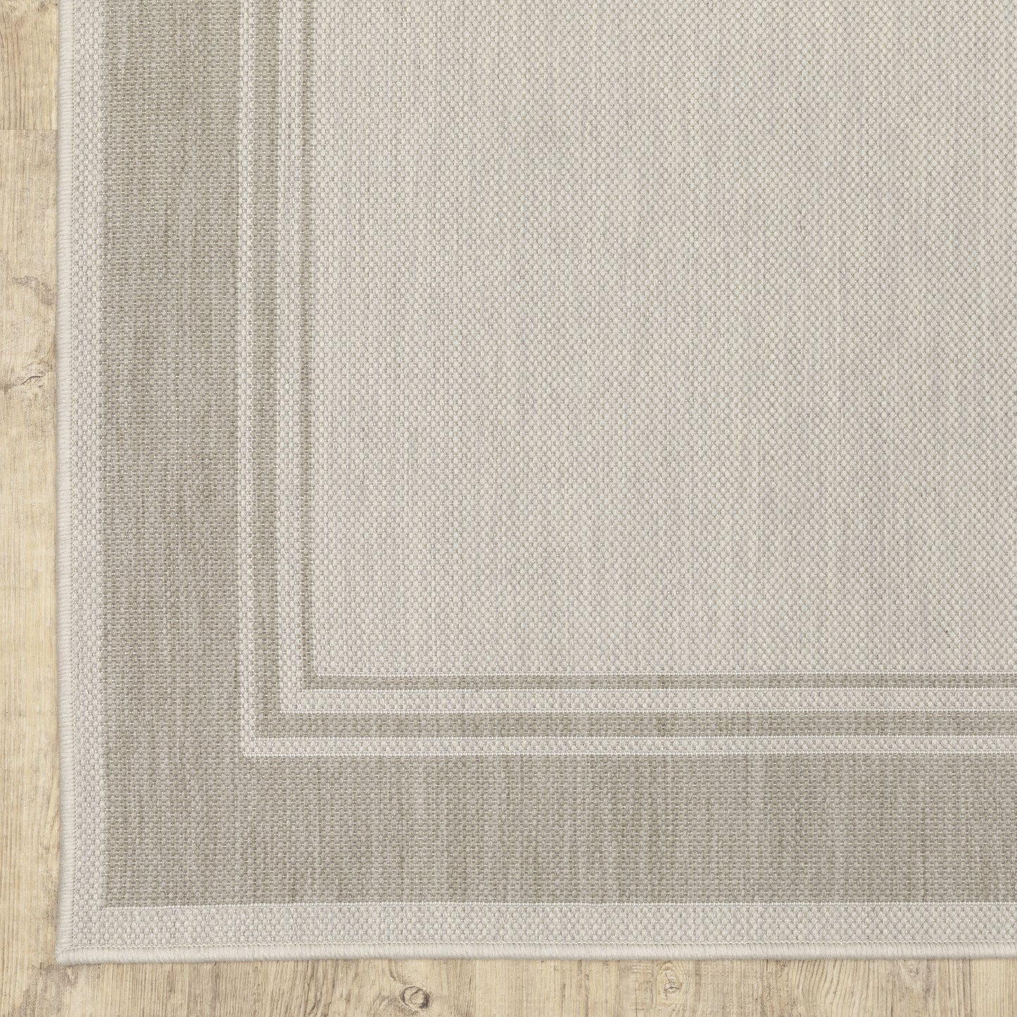 Portofino Outdoor Ivory/ Grey Border Flat Weave Rug