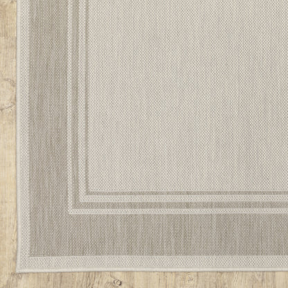 Portofino Outdoor Ivory/ Grey Border Flat Weave Rug